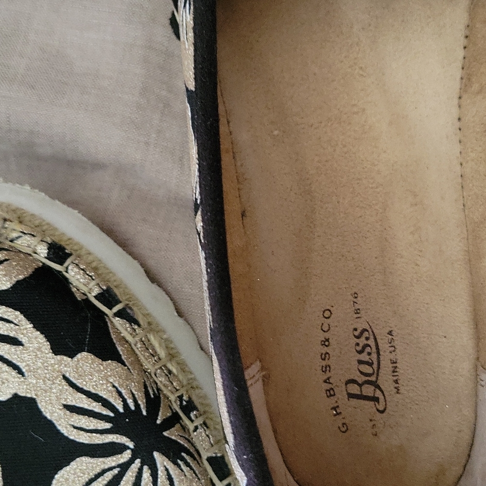 😊 Host Pick G.H. Bass Women's Madrid Espadrille Blk/gold sparkle slip on 7. - Picture 5 of 12